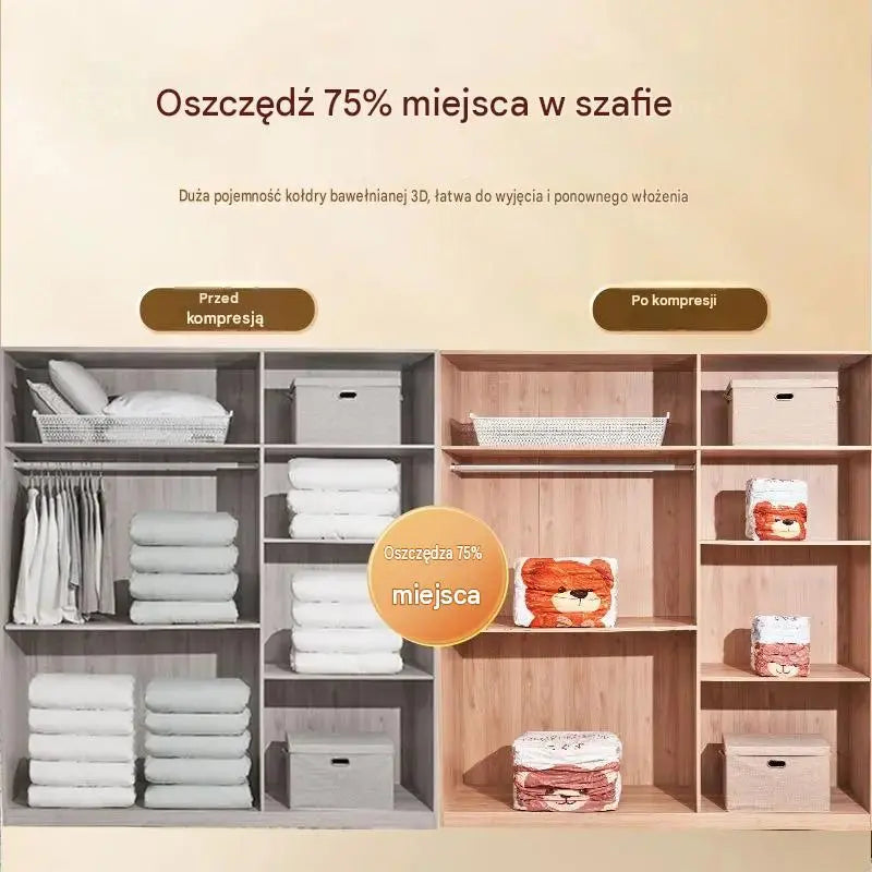 🧳【Zestaw 5 sztuk】💨 Duże worki próżniowe kompresyjne – bez pompki, szczelne, oszczędzają miejsce w domu i podróży ✈️