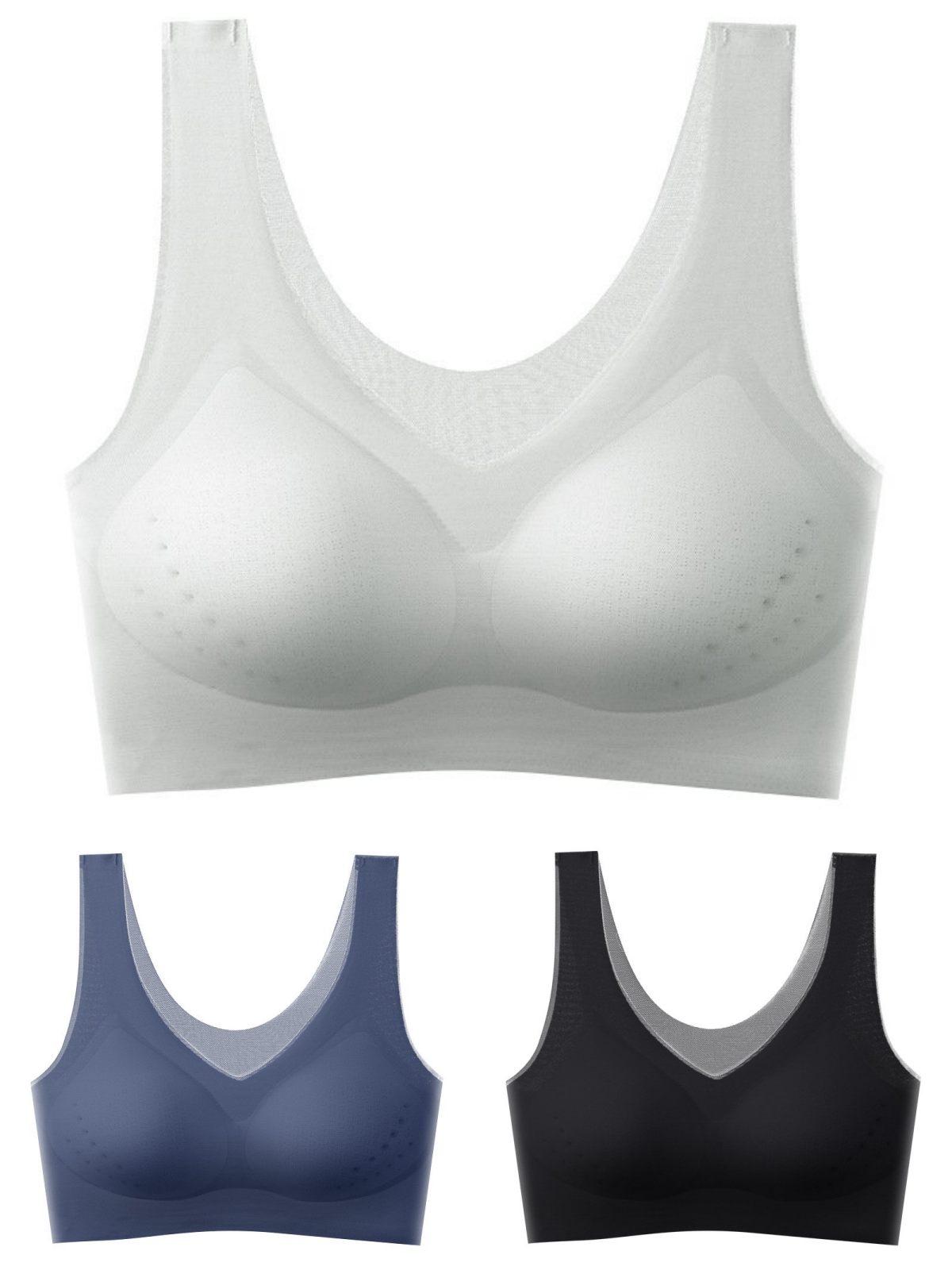 💖🌟【1 Sada = 3 Ks】2025 Bezšvová Push-Up Podprsenka z Ľadového Hodvábu ❄️ Ultra Pohodlná | Pre 40–120 kg | Sexy & Priedušná