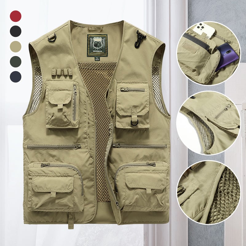 🌴🎣【S-5XL】2025 Nové tenké pracovní/rybářské vesty, prodyšné a odolné - unisex