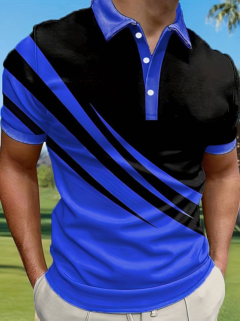🔥【👔S-6XL】Jesenná akcia – Nová letná pánska 3D pruhovaná polo košeľa s potlačou