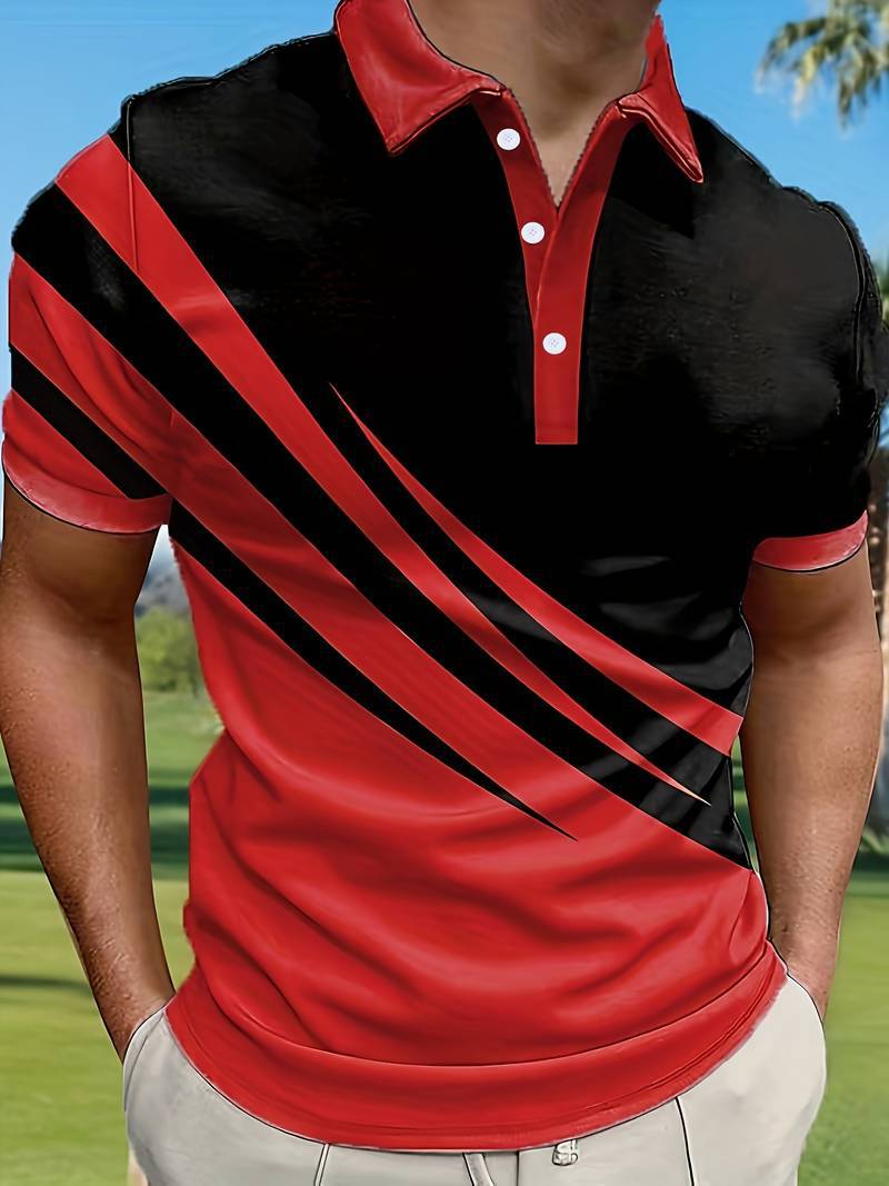 🔥【👔S-6XL】Jesenná akcia – Nová letná pánska 3D pruhovaná polo košeľa s potlačou
