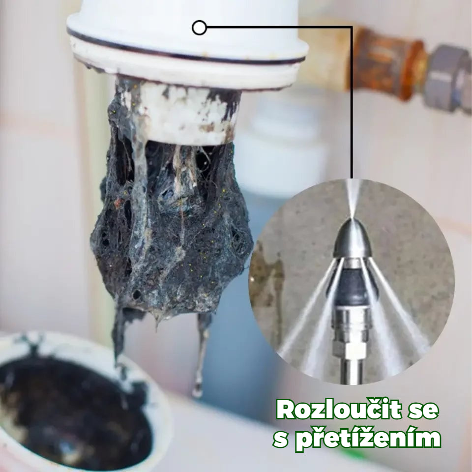 【krátký+dlouho-Dvoudílná sada】Čisticí nástroj s vysokotlakou tryskou pro domácí kanalizační potrubí