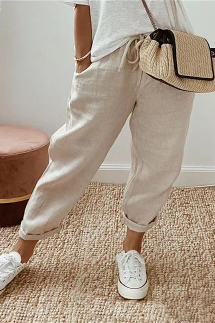 šćS-3XLćšš©³Pantaloni casual de damÄ, confortabili, respirabili, din bumbac Či in, la modÄ de varÄ, disponibili Ć®n mai multe culori