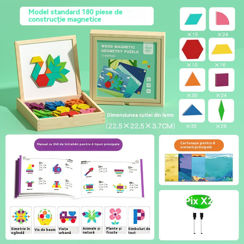 🧩 Juego educativo Tangram de madera con tablero doble cara – 🎁 Super oferta · Solo por tiempo limitado