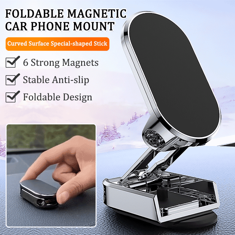 🔥【1+1 Gratis⏳】📱Suport Telefon Auto cu Ventuză Magnetică 🧲 Rotativ 360° & Pliabil 🚗