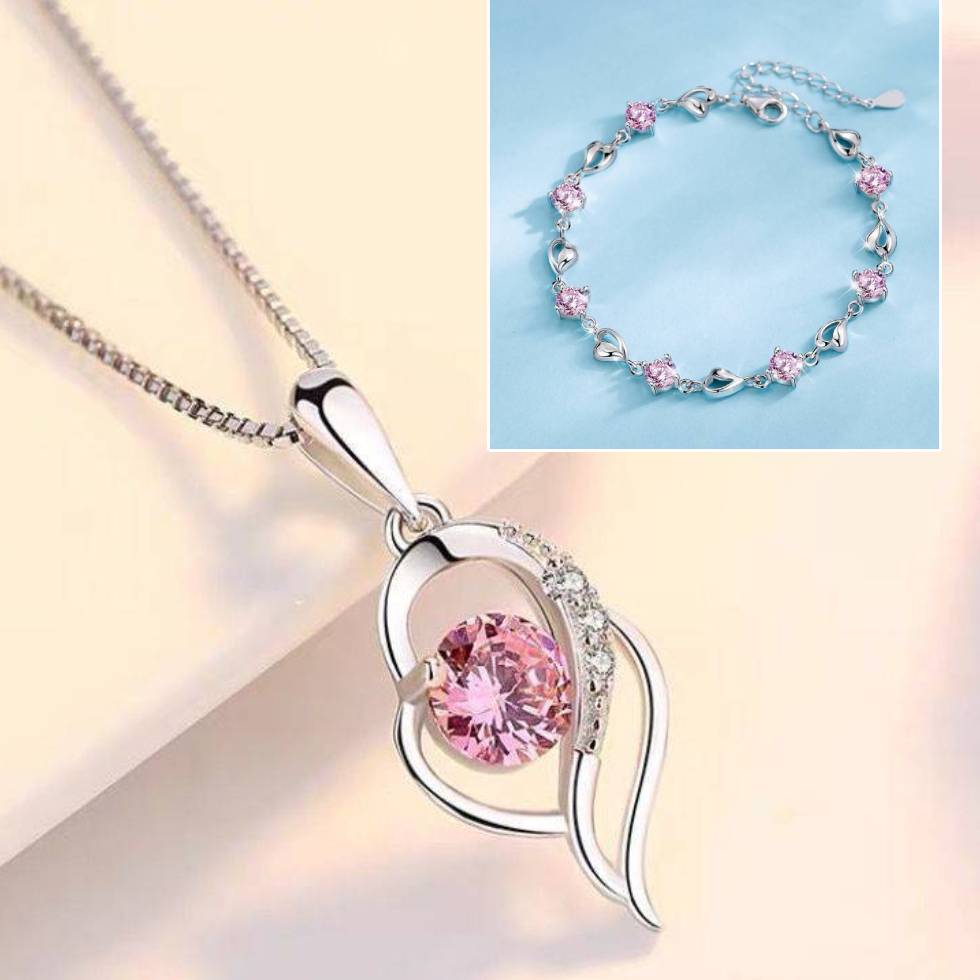 💎💖【Akcja 1+1】✨ Luksusowy zestaw ze srebra 925 – bransoletka i naszyjnik