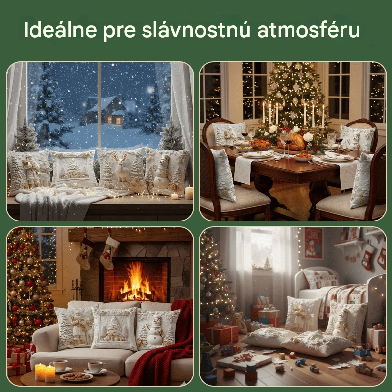 🎅【4-dielna sada】Obliečka na vankúš s vianočnou tematikou