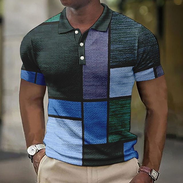 👕 Koszulka polo męska S–5XL – wzór geometryczny, wygodna i stylowa 2026