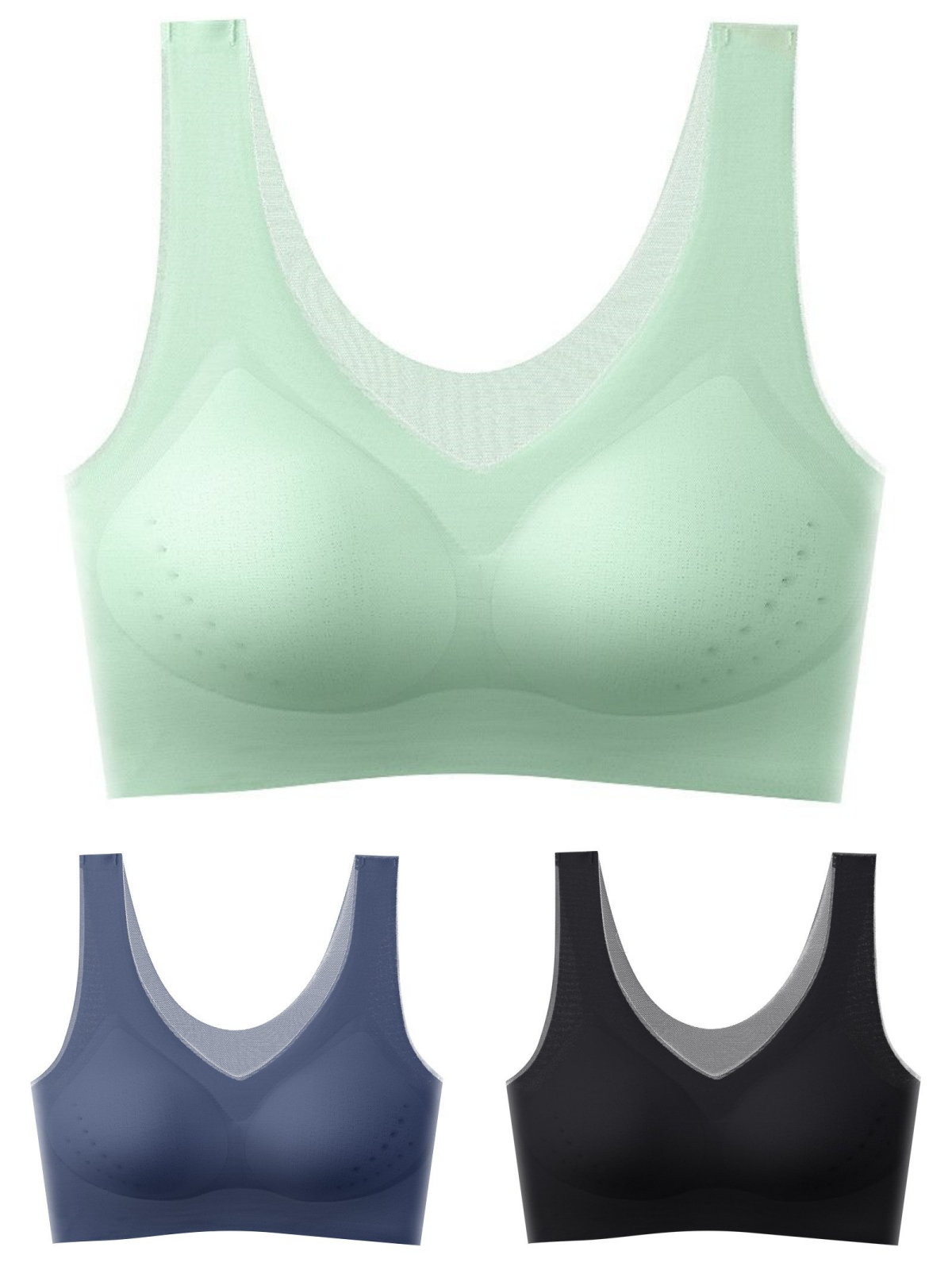 💖🌟【1 Sada = 3 Ks】2025 Bezšvová Push-Up Podprsenka z Ľadového Hodvábu ❄️ Ultra Pohodlná | Pre 40–120 kg | Sexy & Priedušná