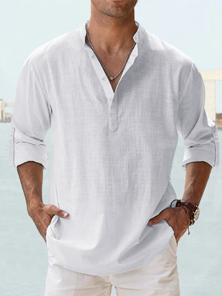 👕【Cumpărați 1, primiți 1 gratuit】🤩【S-5XL】 Cămașă pentru bărbați cu mâneci lungi, material din bumbac și in.