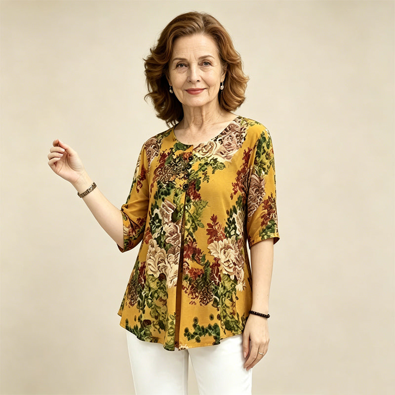 🌸【XL-5XL】Elegancka bluzka z nadrukiem w kwiaty premium✅️Płatność gotówką przy odbiorze