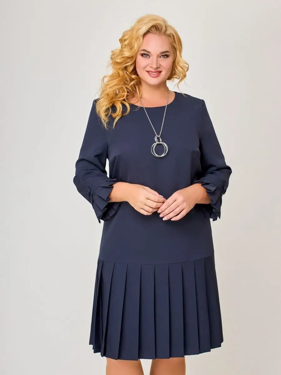 🔥 Jesenska ponudba 【S-5XL】👗 Elegantna enobarvna obleka z dolgimi rokavi