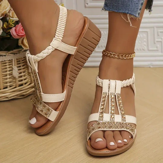 🤩【34-43】✨✨Dámske sandále na platforme s kamienkami