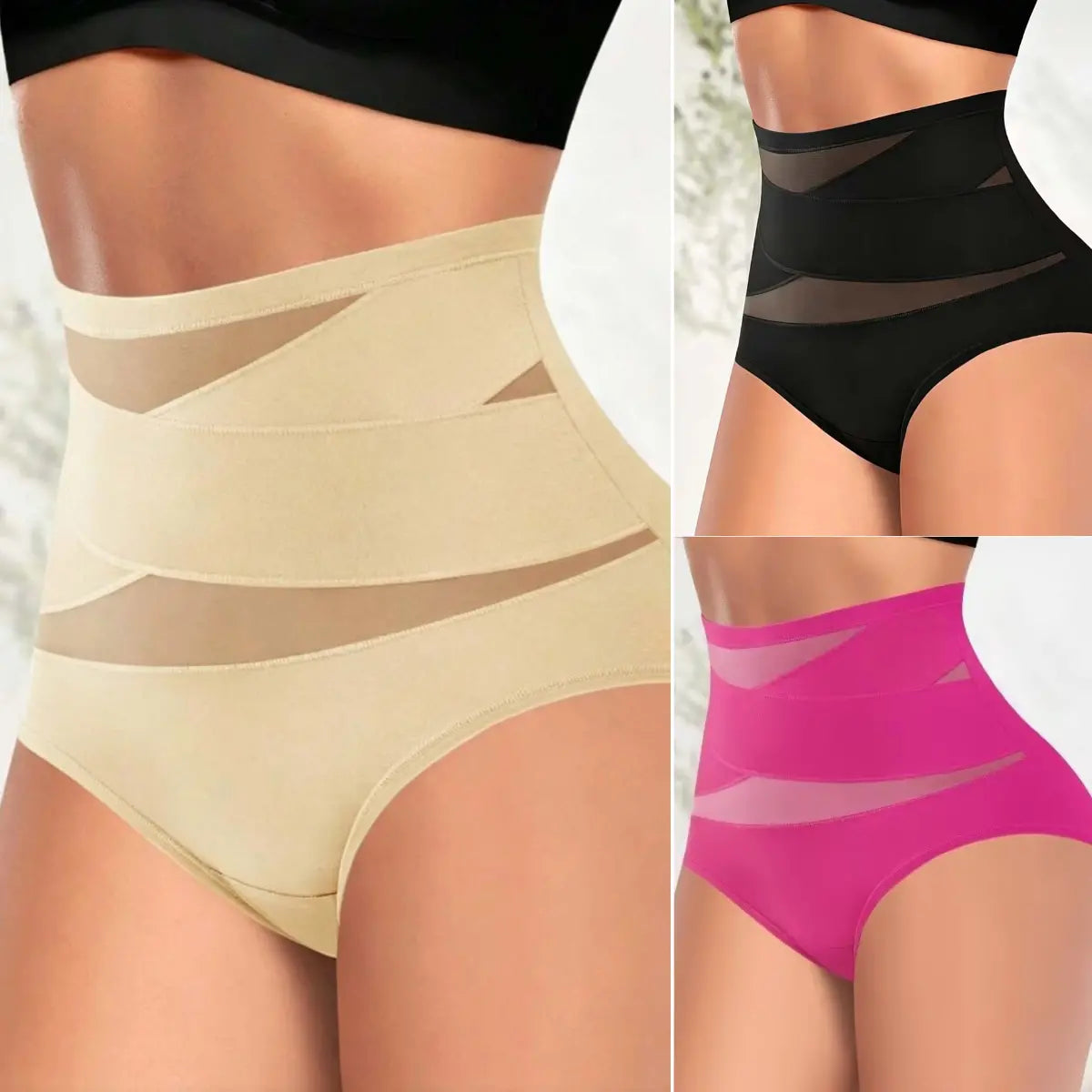 🔥 Majtki damskie z wysokim stanem plus size – krzyżowy fason, modelowanie brzucha i wygodne dopasowanie ✨