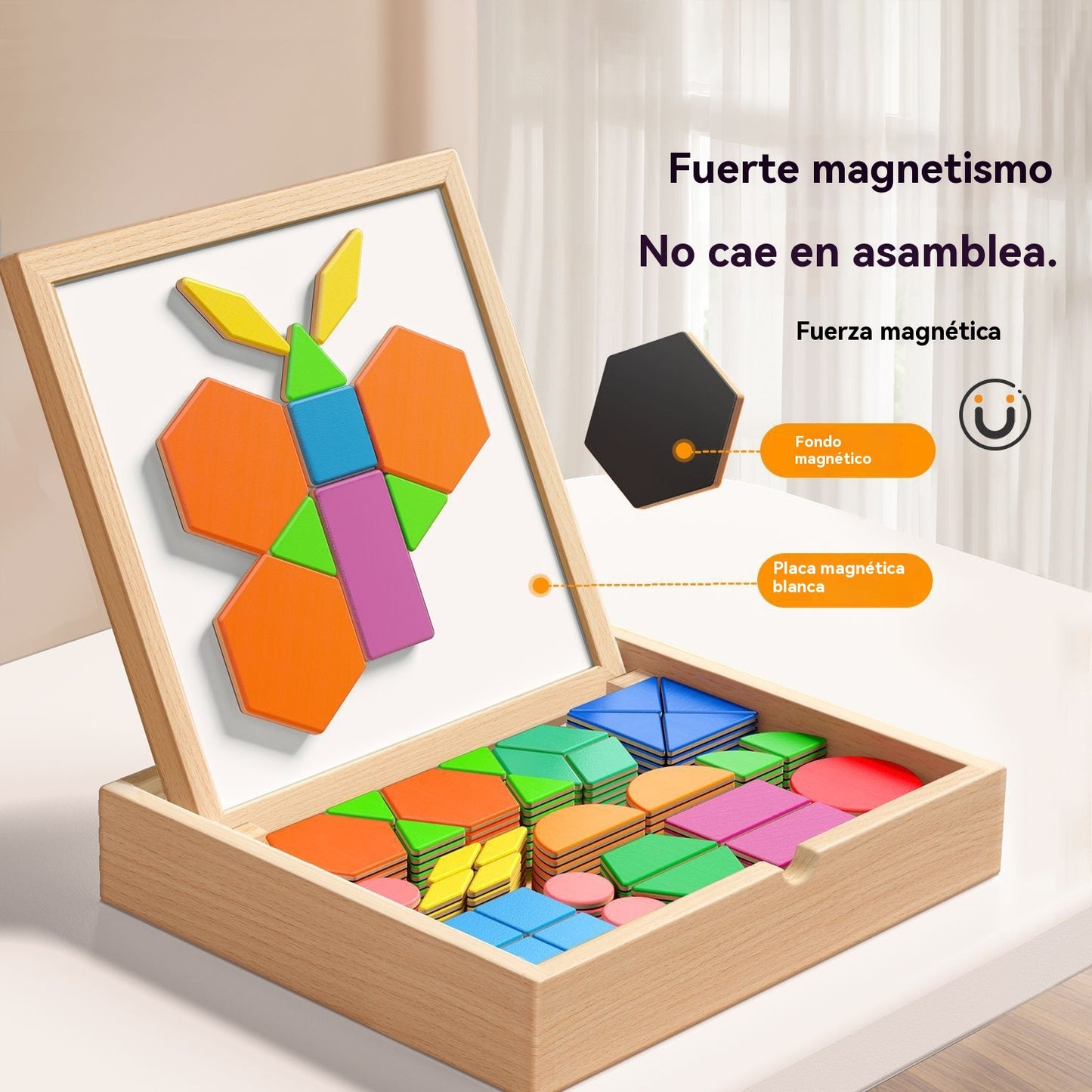 🧩 Juego educativo Tangram de madera con tablero doble cara – 🎁 Super oferta · Solo por tiempo limitado