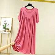 🔥【50% REDUCERE】💖【S-4XL】【40-180kg】✨Rochie de pijama 2025 – moale, confortabilă și relaxantă, cu mâneci scurte 🌙🛌