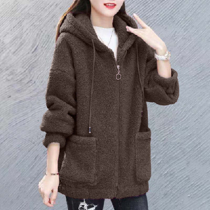 🔥✨【M-4XL】2026 Zimowa nowa moda damska pluszowa wełniana polarowa kurtka z kapturem