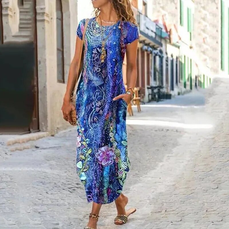 🌞👗【S-3XL】Fustă lungă de vară cu imprimeu 🌸 din bumbac Tencel – moale, texturată și confortabilă 💖✨