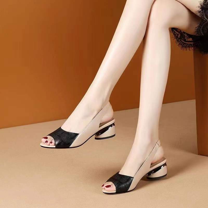 🤩🤩【Reducere 50%】🔥【35-43】Sandale romane de vară 2025 cu vârf deschis și toc gros pentru femei – elegante și confortabile 👠🌞