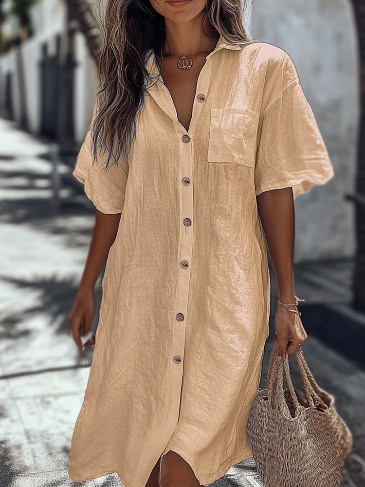 ☀️ Luźna lniana sukienka koszulowa na upalne letnie dni | Wygoda i styl 👗