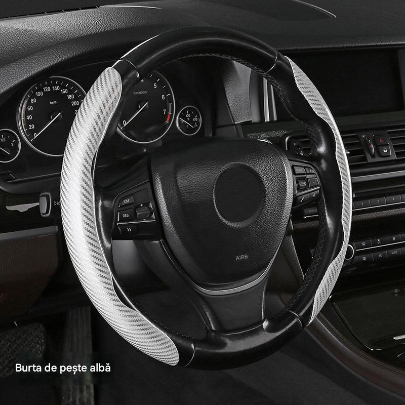 🔥🚗 【Vânzare fierbinte】✨【Ofertă limitată】Capac volan antiderapant din silicon fibră de carbon – Tip universal