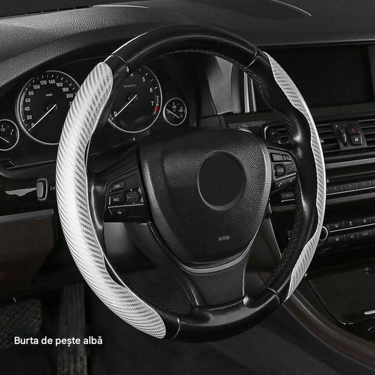 🔥🚗 【Vânzare fierbinte】✨【Ofertă limitată】Capac volan antiderapant din silicon fibră de carbon – Tip universal