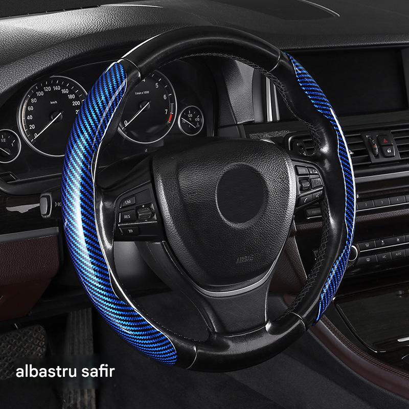 🔥🚗 【Vânzare fierbinte】✨【Ofertă limitată】Capac volan antiderapant din silicon fibră de carbon – Tip universal