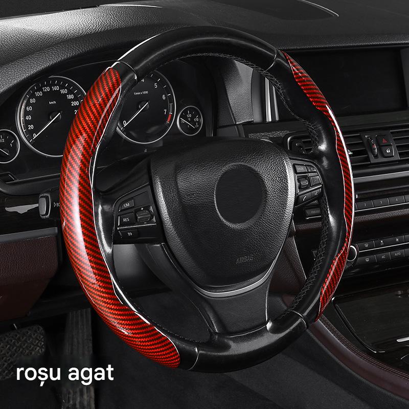 🔥🚗 【Vânzare fierbinte】✨【Ofertă limitată】Capac volan antiderapant din silicon fibră de carbon – Tip universal