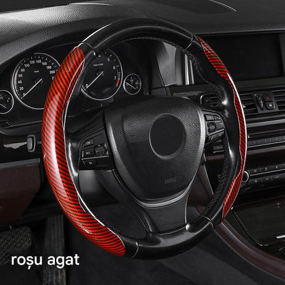🔥🚗 【Vânzare fierbinte】✨【Ofertă limitată】Capac volan antiderapant din silicon fibră de carbon – Tip universal