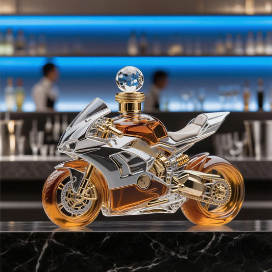 🚗 Kreatywna szklana butelka z wysokiej jakości szkła na whisky w stylu moto – 🔥 Zniżka 50% · Oferta limitowana