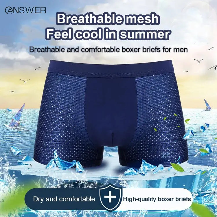 【4 sztuki 】🔥2026 Nowe bokserki męskie z modalu Ice Silk, duże rozmiary, z siateczką antybakteryjną