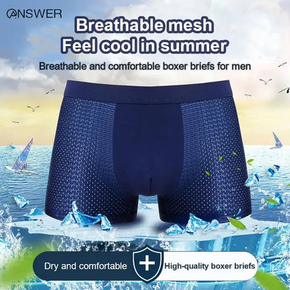 【4 sztuki 】🔥2026 Nowe bokserki męskie z modalu Ice Silk, duże rozmiary, z siateczką antybakteryjną