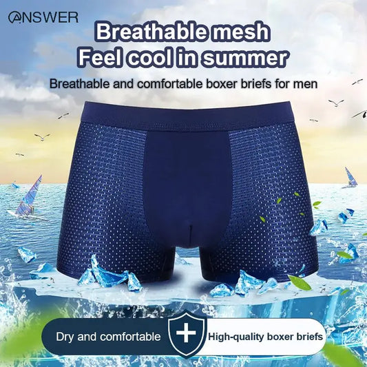 【4 sztuki 】🔥2026 Nowe bokserki męskie z modalu Ice Silk, duże rozmiary, z siateczką antybakteryjną
