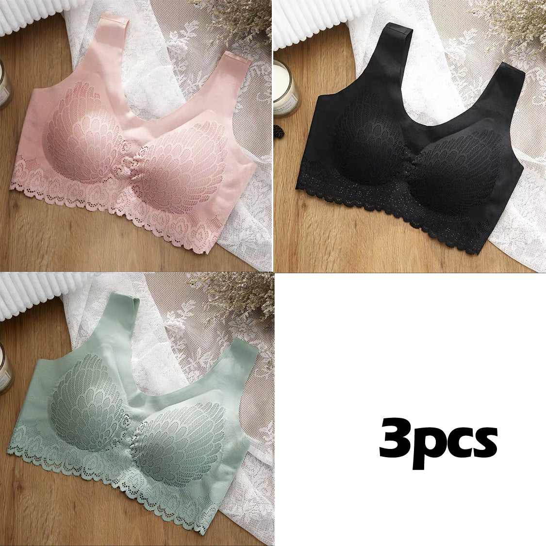💖👙【3 ks】✨Pohodlná čipkovaná podprsenka pre plnšie veľkosti – ľahká, priedušná, elegantne zakrýva, kvalitný materiál