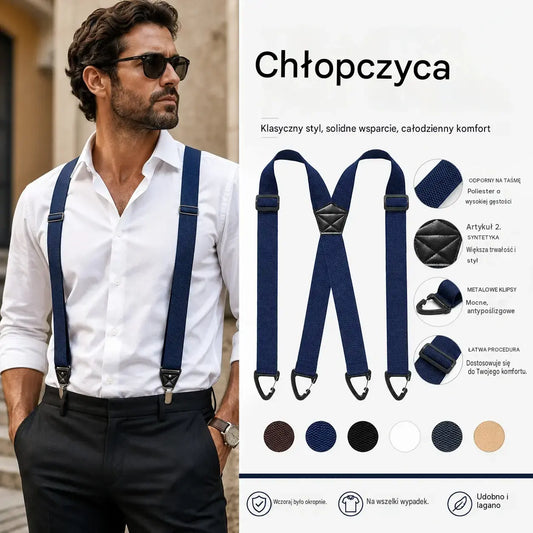 📢📢50% zniżki! 🧷szelki męskie z metalowymi klipsami do codziennych stylizacji
