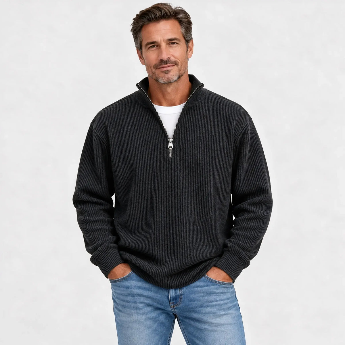 Nueva sudadera para hombre con cuello alzado, otoño/invierno