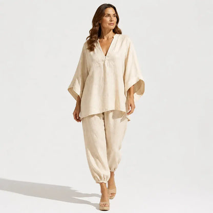 【S-3XL】👗 Luźny zestaw z szerokim dekoltem, rękawami typu nietoperz i casualowym krojem, zapewniający swobodę i komfort na co dzień ✨🌸