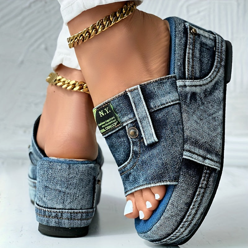 🔥Nové a horúce produkty🔥【35-42】Elegantné denimové sandále na kline👡✨Štýlové & pohodlné