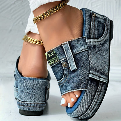 🔥Nové a horúce produkty🔥【35-42】Elegantné denimové sandále na kline👡✨Štýlové & pohodlné