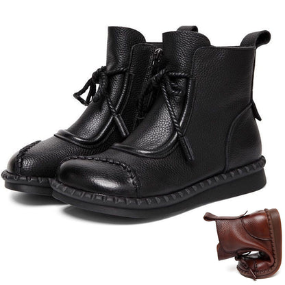 🔥 Zimní akce 【35-40】✨Dámské kotníkové boty z pravé kůže – pohodlný vintage styl s teplou podšívkou