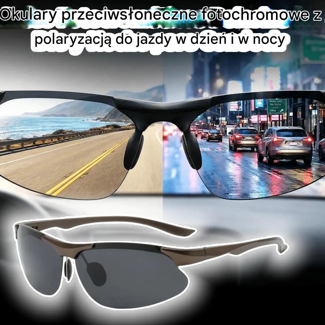✨【Rabat 50%】 🕶️Okulary polaryzacyjne fotochromowe do jazdy w dzień i w nocy 🚗