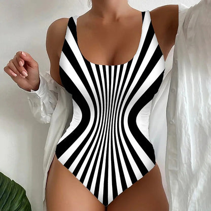 🩱S~5XL🏖️ Módne a Sexi Pruhované Jednodielne Plavky | Štýlový Letný Hit 2025 🌊💃