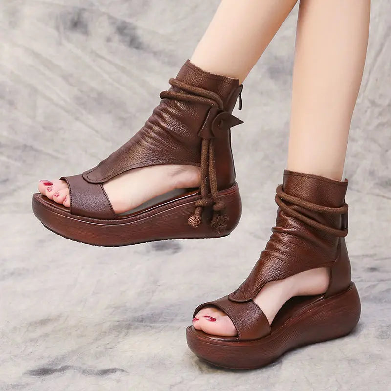 🤩👡【Specjalna oferta】Damskie skórzane sandały z odkrytymi palcami – wygodne i stylowe 【35–40】