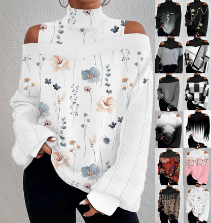 🌸【S-3XL】Nový dámský pulovr s dlouhým rukávem a podzimním/zimním potiskem