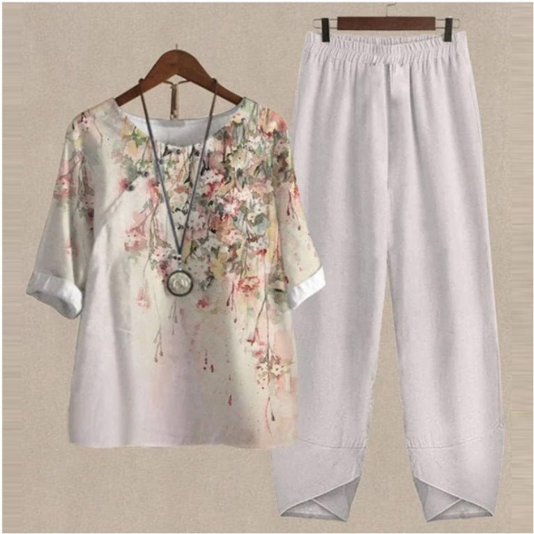 😍🔥【Oferta limitowana】 💥 【S–5XL】Damski komplet 2-częściowy 2026 – Top + Spodnie z nadrukiem 👚👖