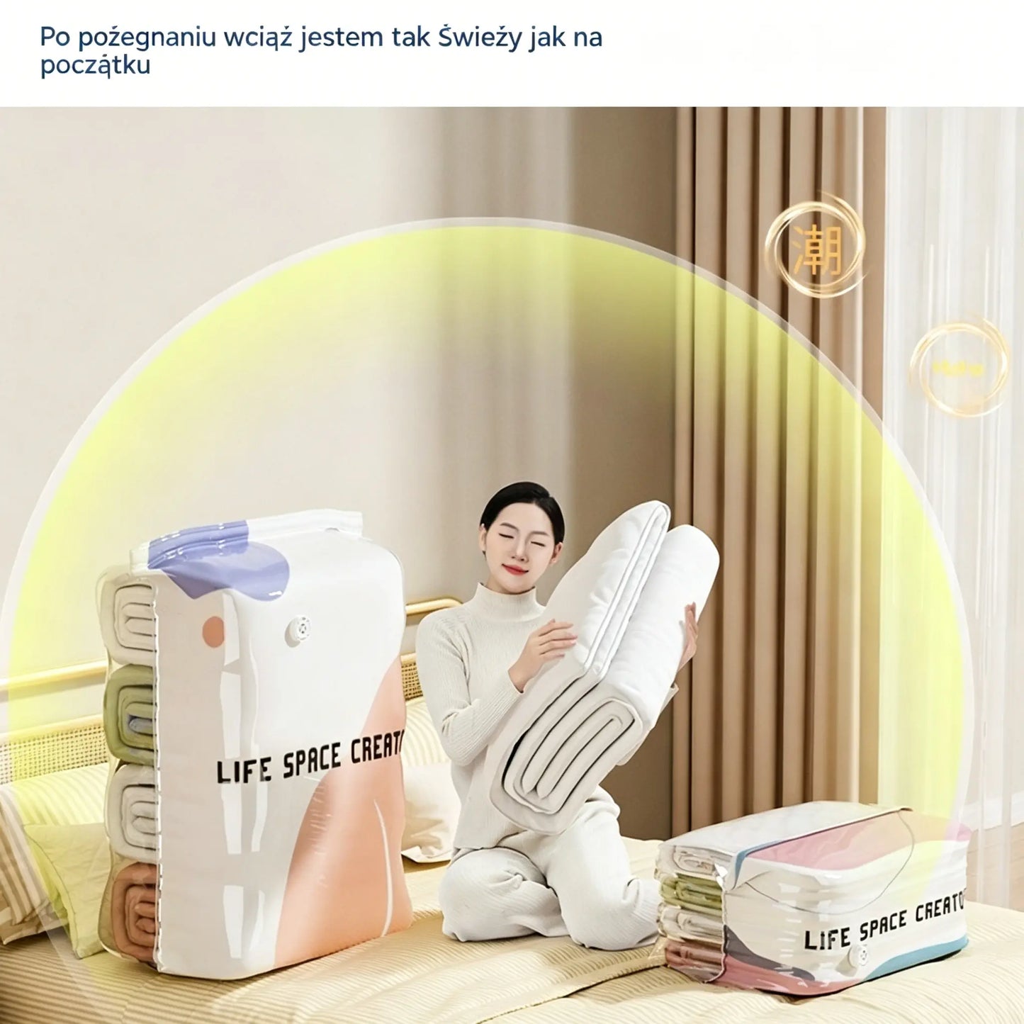 👕📦【Zestaw 5 sztuk!23.8 zł / sztuka】Worki próżniowe do kompresji ubrań, nie wymagają pompki | Dwuwarstwowy pasek uszczelniający o pogrubionej konstrukcji zapobiegający pękaniu i przeciekaniu.