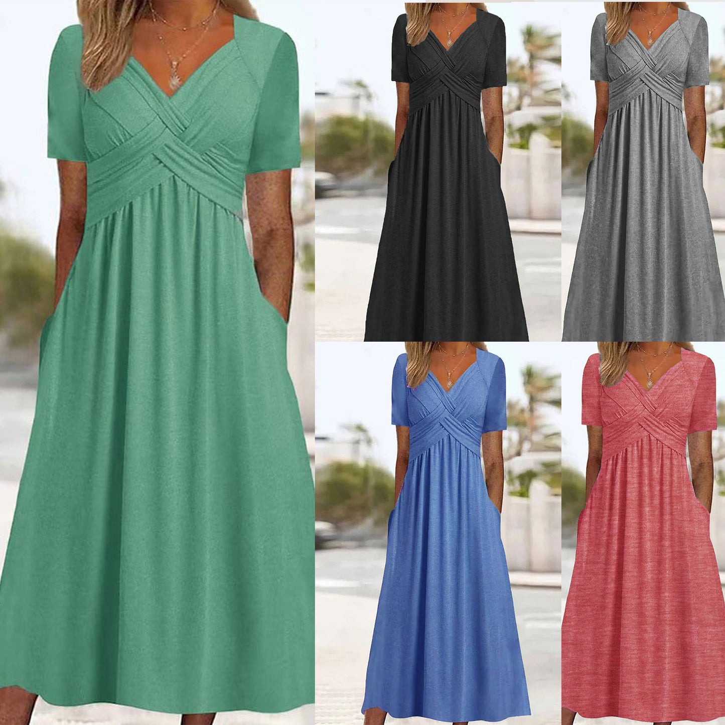 🤩【S-3XL】 Středně dlouhé ležérní šaty v čisté barvě