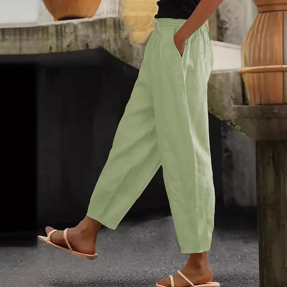 😍💕【40-120 kg】Dámske casual nohavice z bavlny a ľanu ✅Platba na dobierku