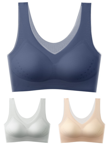 💖🌟【1 Sada = 3 Ks】2025 Bezšvová Push-Up Podprsenka z Ľadového Hodvábu ❄️ Ultra Pohodlná | Pre 40–120 kg | Sexy & Priedušná