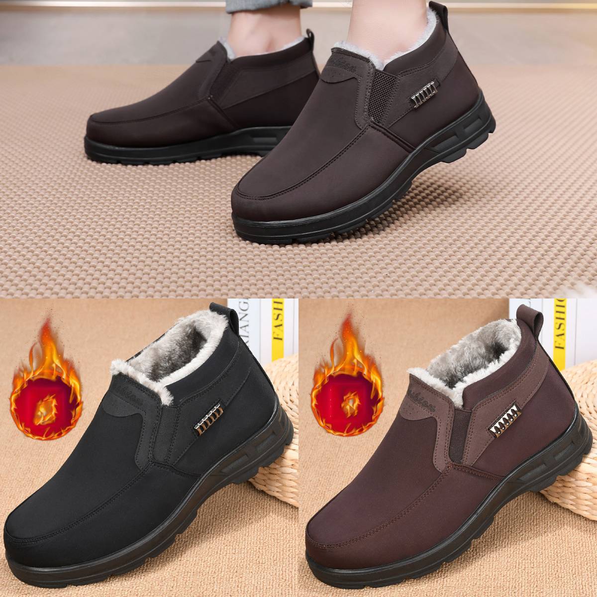 🔥🔥【39-47】Męskie zimowe buty z grubą bawełną – Ciepłe i wygodne